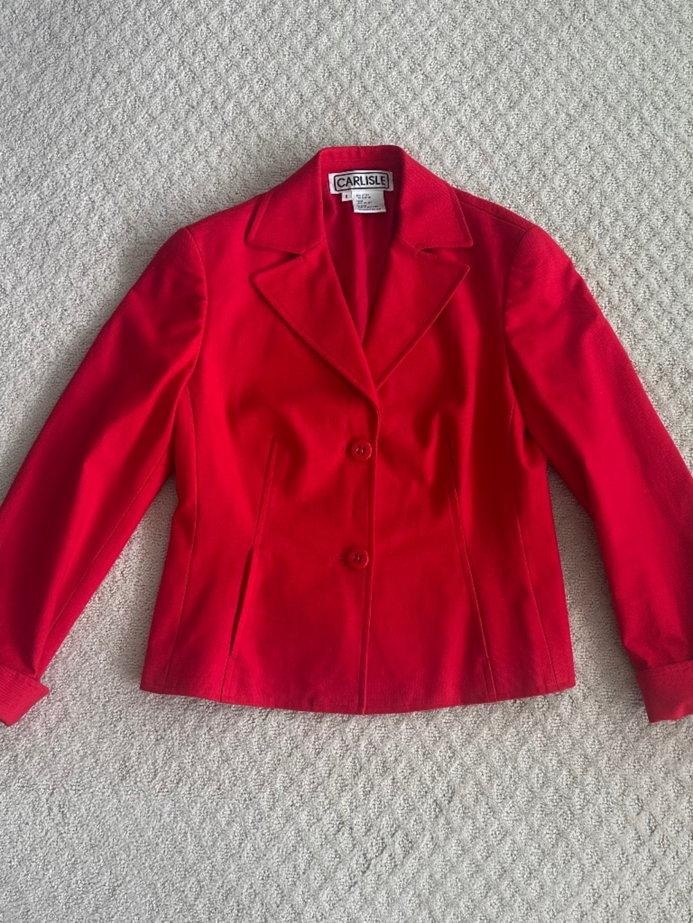 Carlisle Classic Single-Breasted Cotton Blazer Red 8 Career Office Preppy Casual